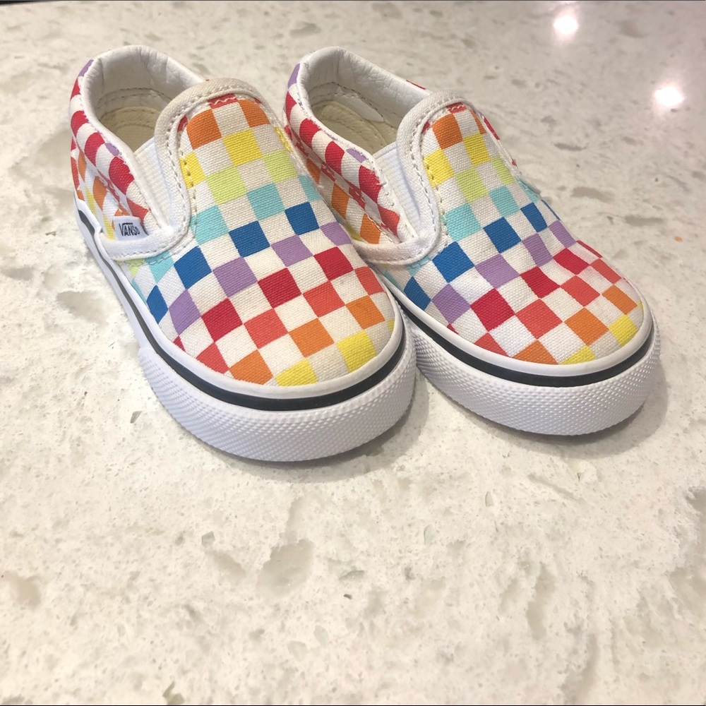 Toddler vans size 4 rainbow checkered